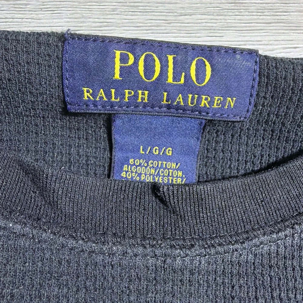 Polo Ralph Lauren Thermal‎ Long Sleeve Shirt Black Red Pony Size L